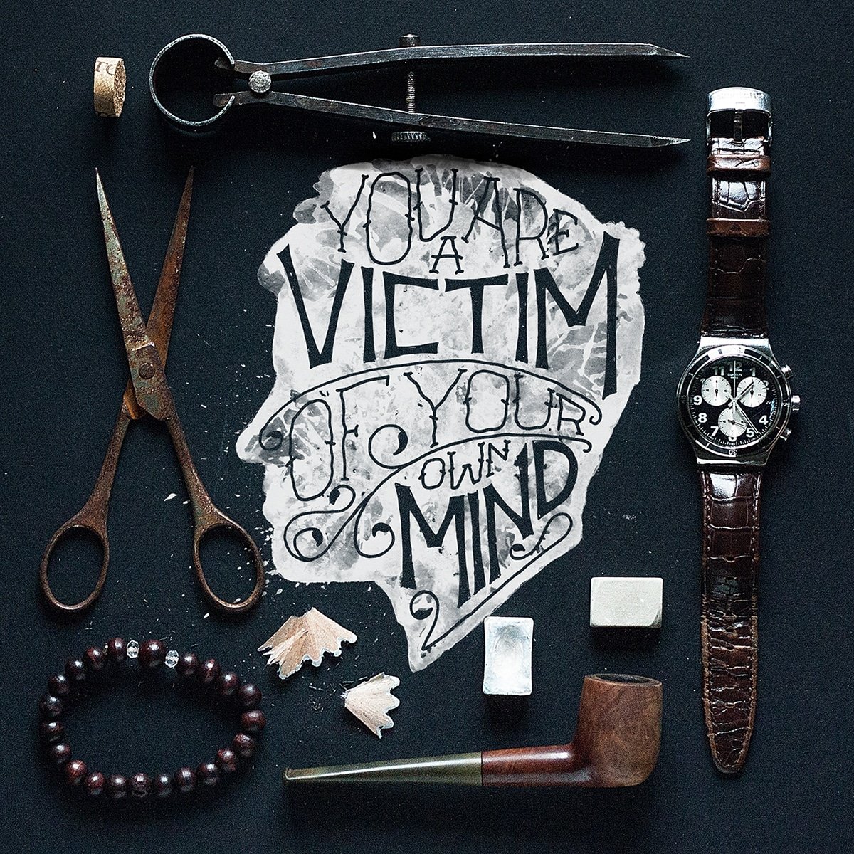 You are a Victim of your Mind calligraphy Gosha Bondarev