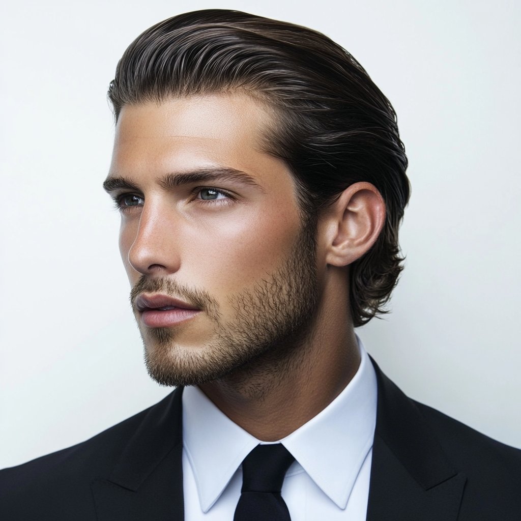 long hair slickback