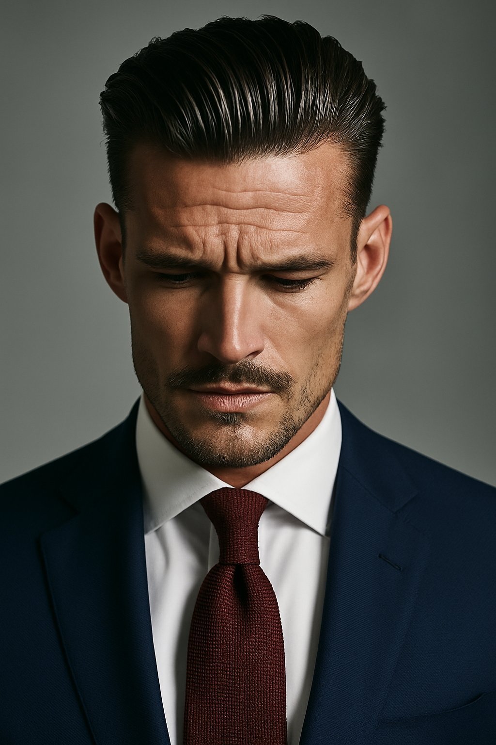 man with slicked back hair and a suit