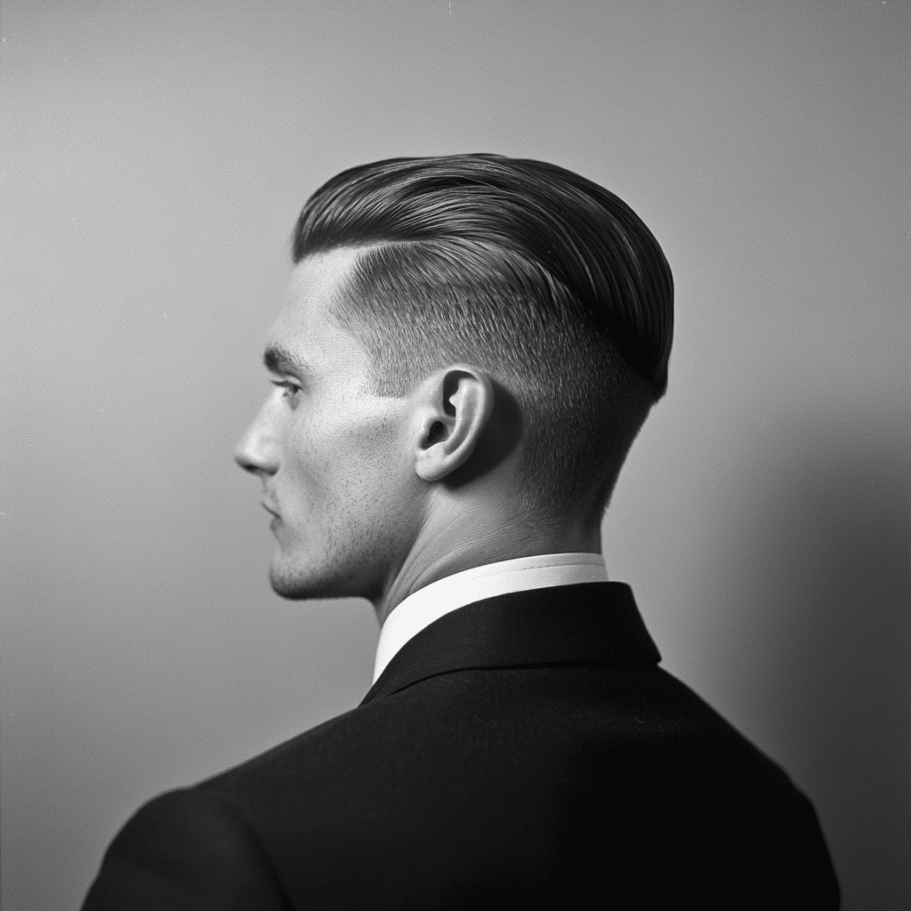 slicked-back haircut