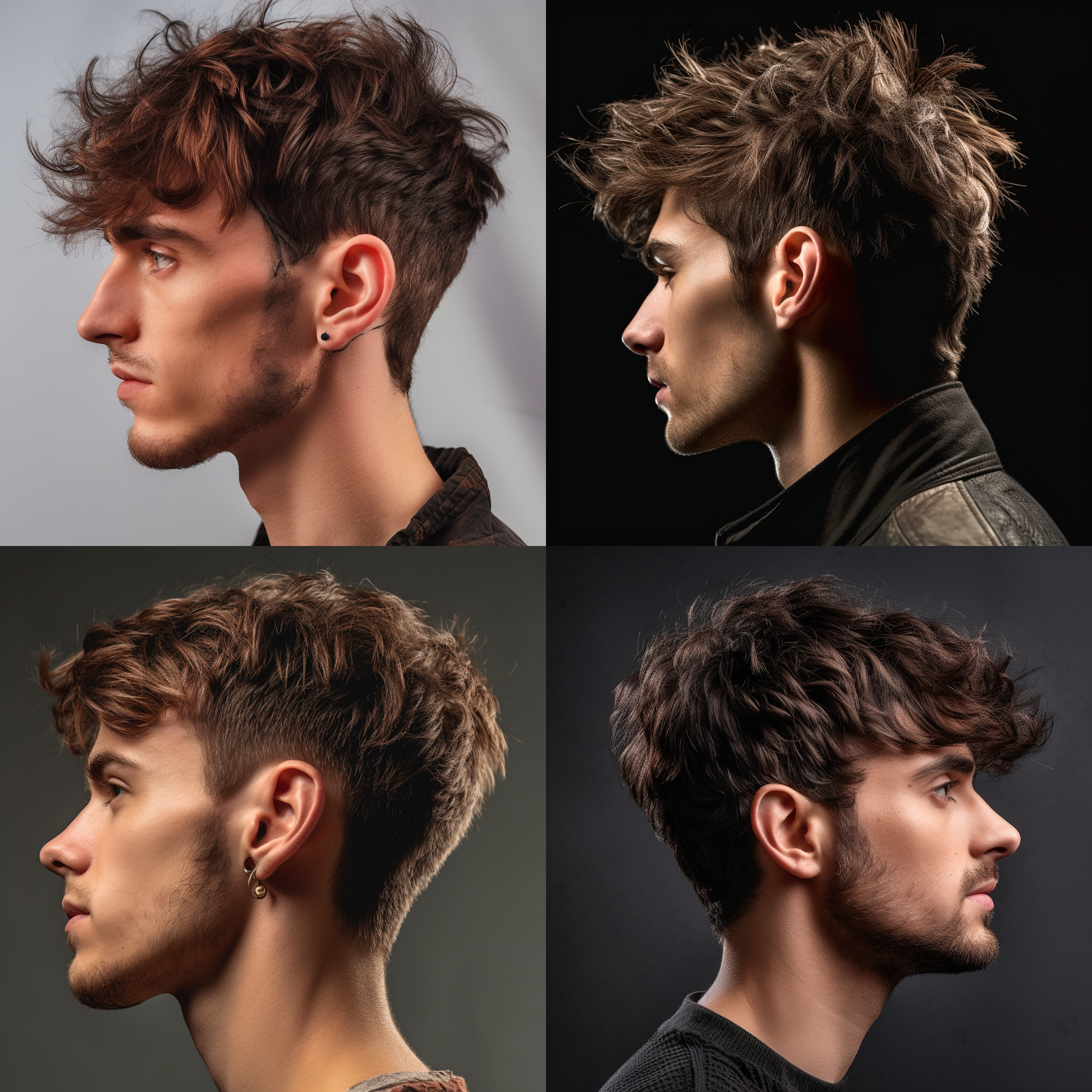 mens hairstyling collage different hairstyle with wax