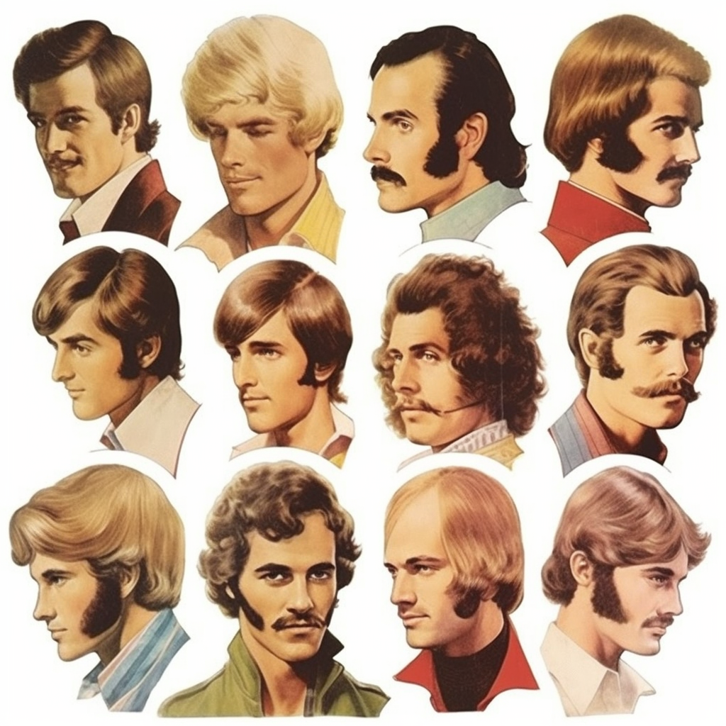 The Long 1970s — MEN'S HAIRSTYLES OF THE 1970s From upper left to...