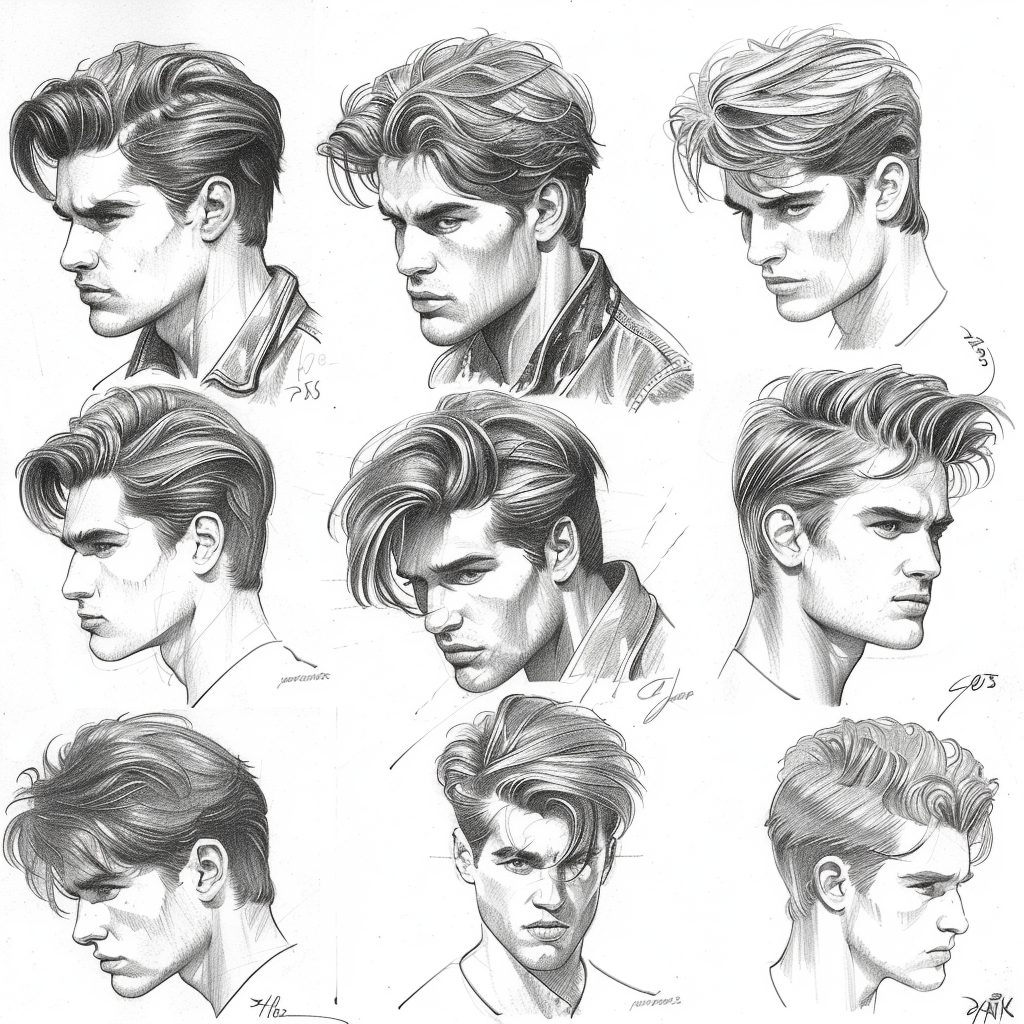 90s hairstyles for men - chart with classic 1990s male haircuts