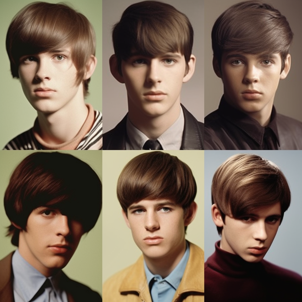 Guys with 60s inspired haircut
