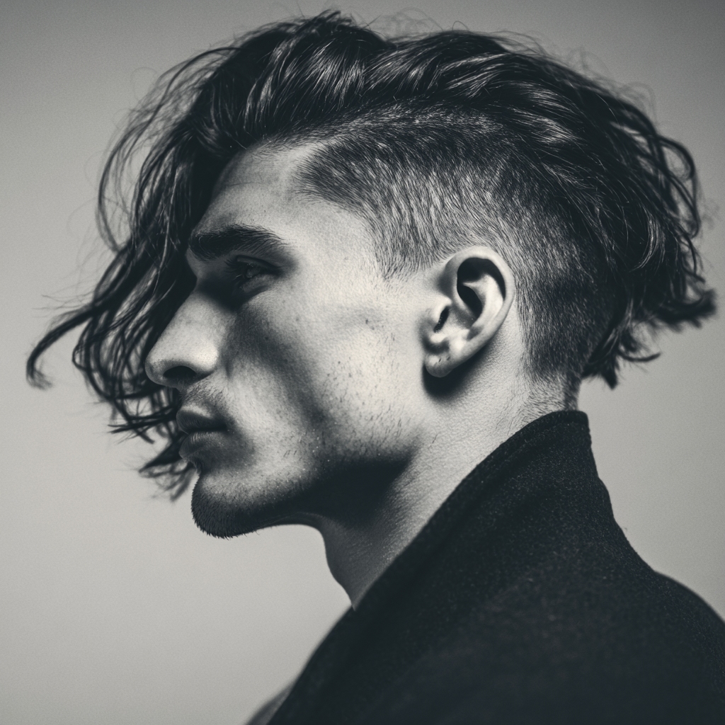 fade with long hair on top