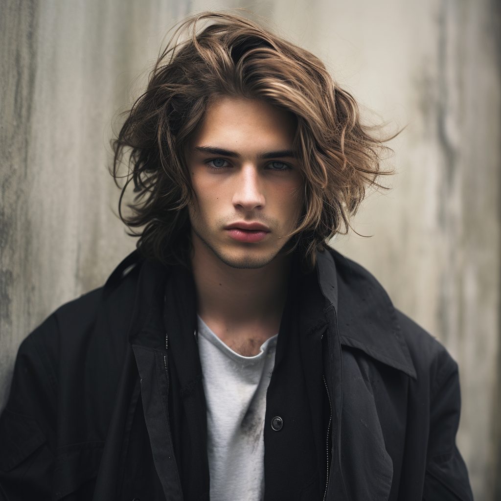 long and messy hairstyle for men