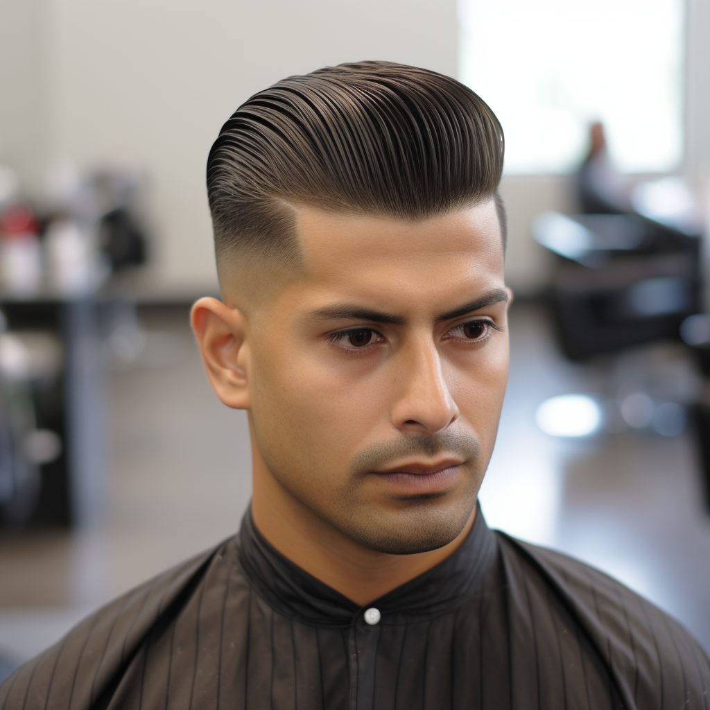 latino guy taper fade comb over