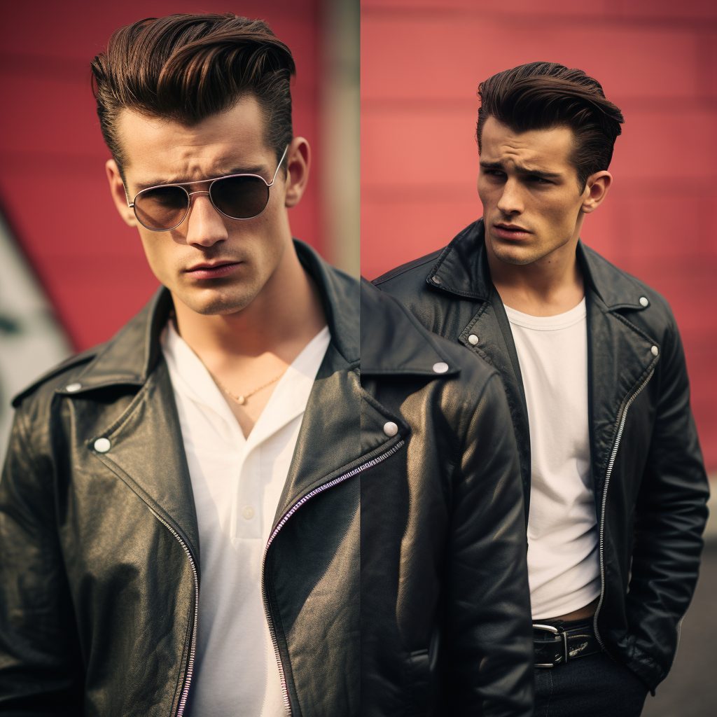 Guy with leather jacket and greaser look