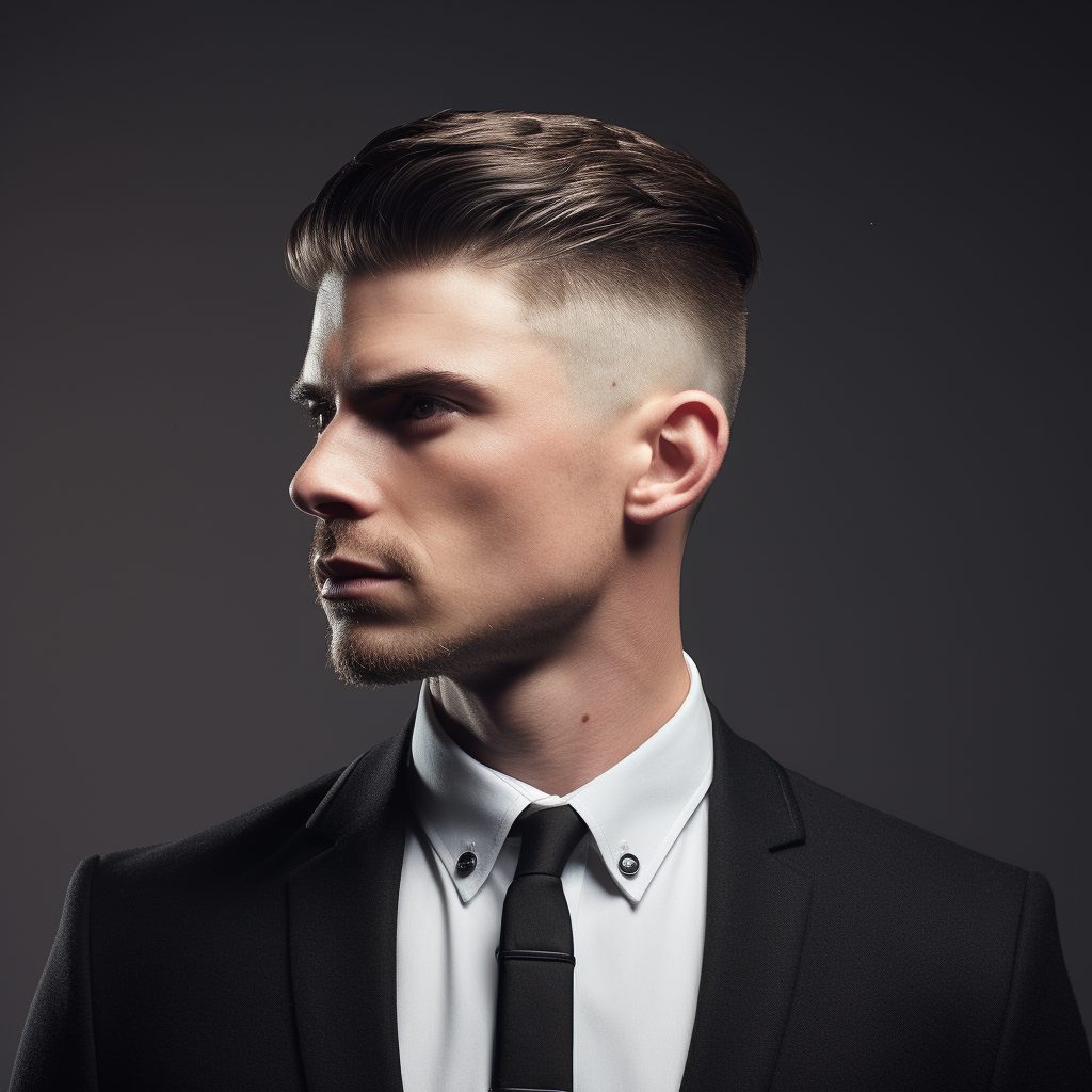 taper fade comb over suit