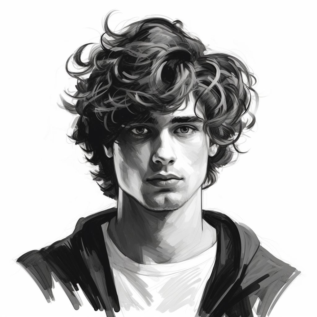 Illustration of a guy with fluffy hair
