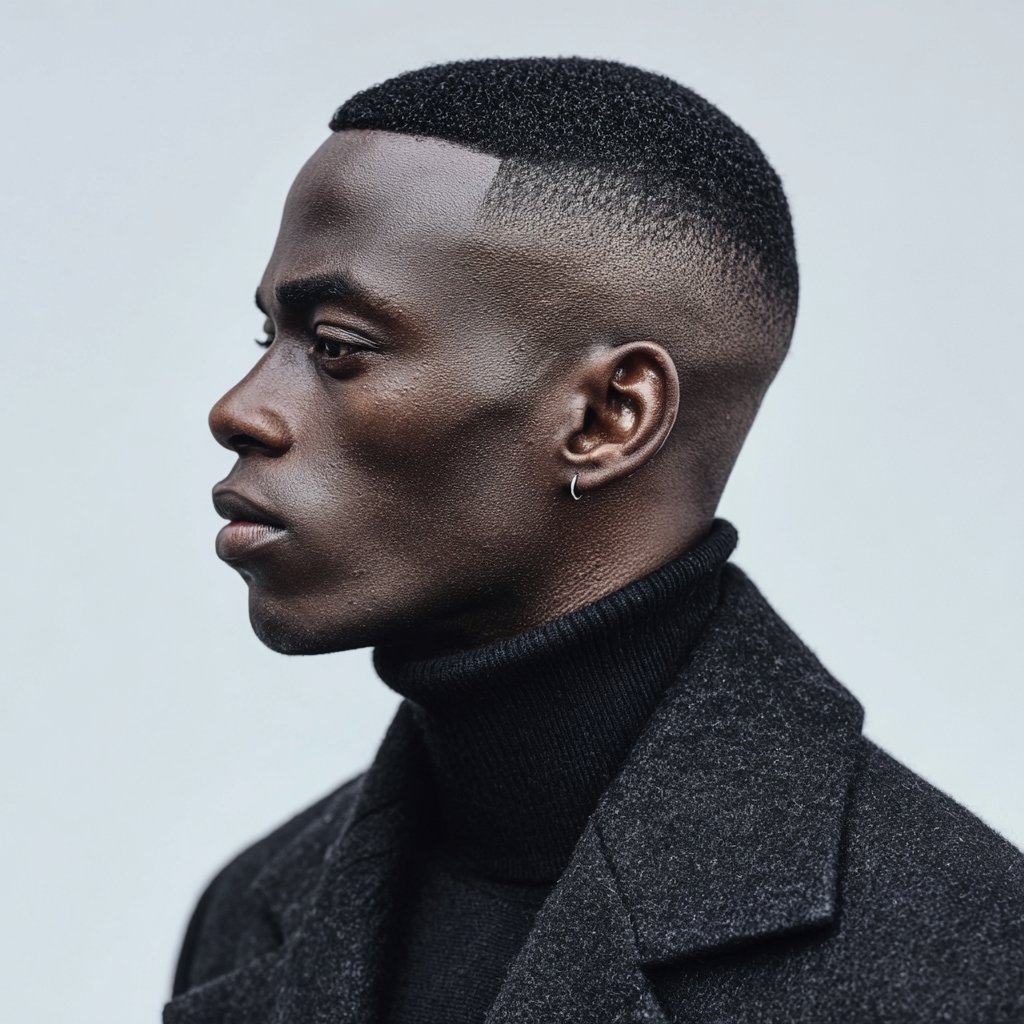 A black man with a low maintenance high fade haircut