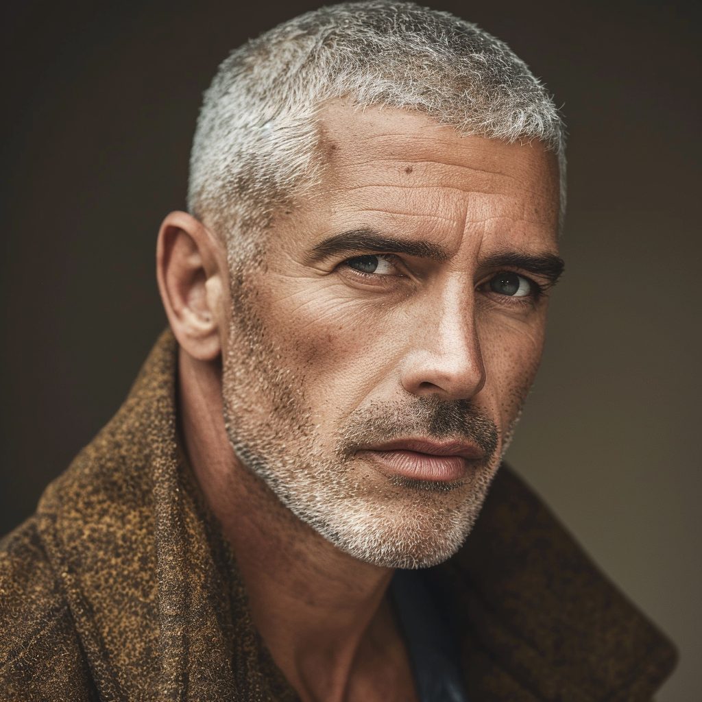 buzz cut hairstyle for older men