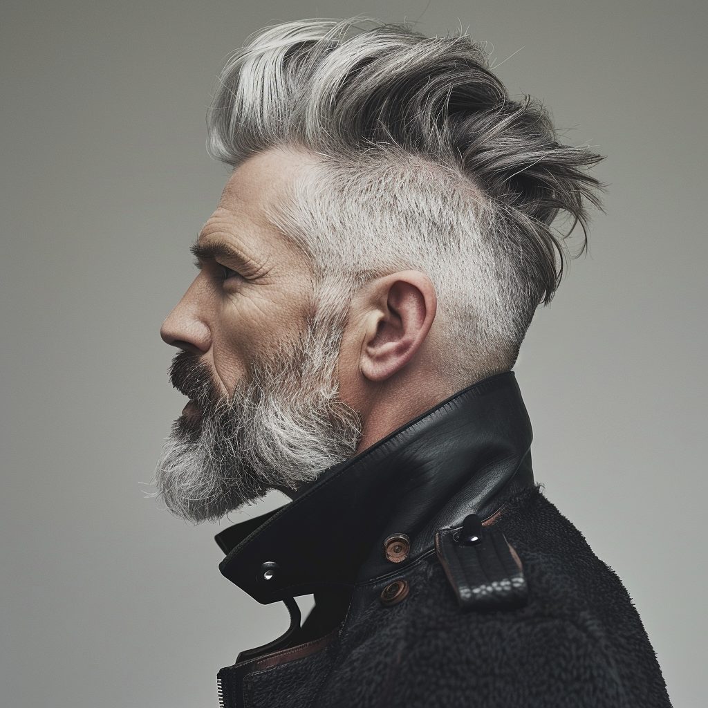 Gray Hair Male with Undercut Hairstyle Men Over 50