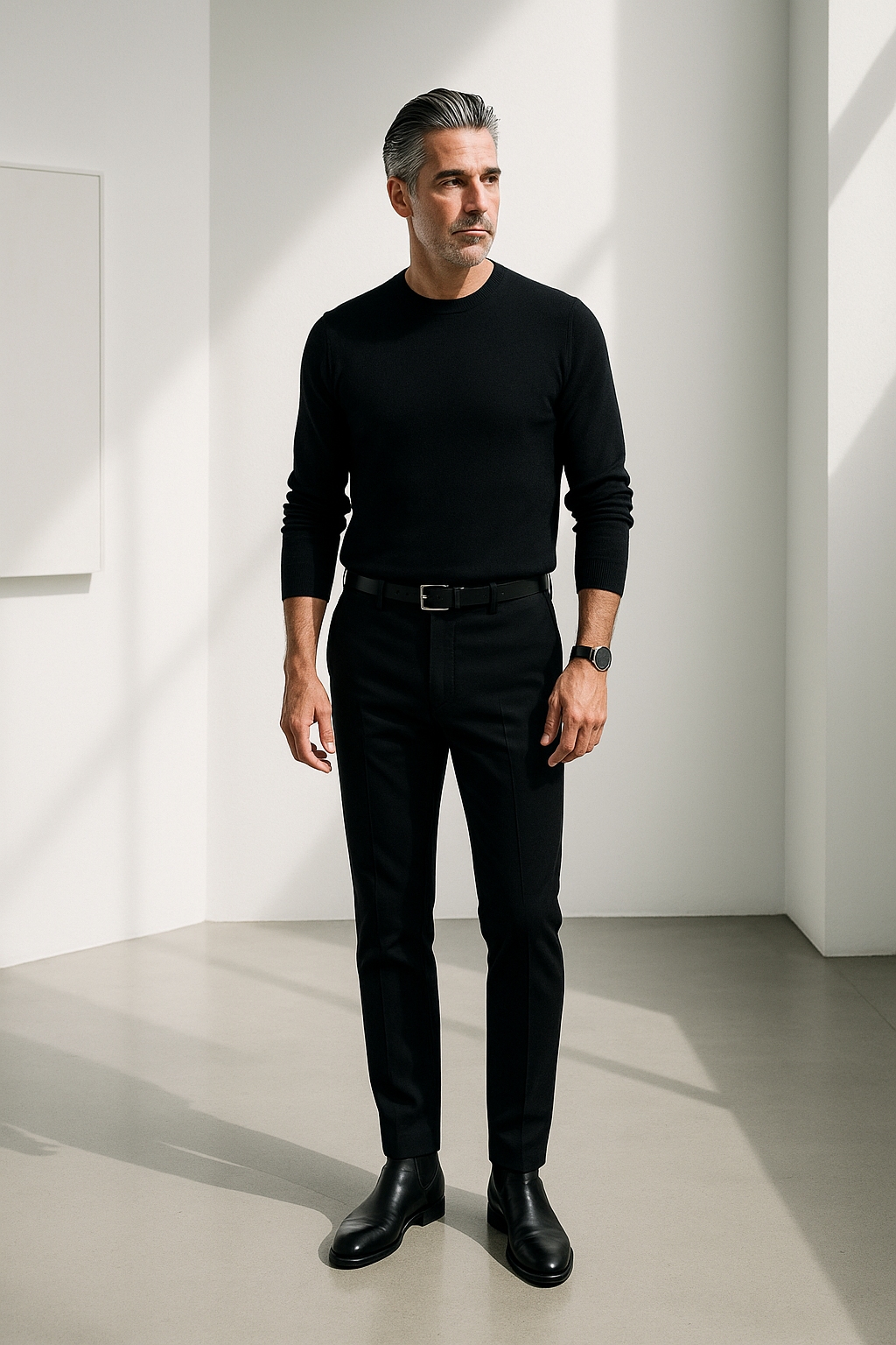 all black men's date night outfit