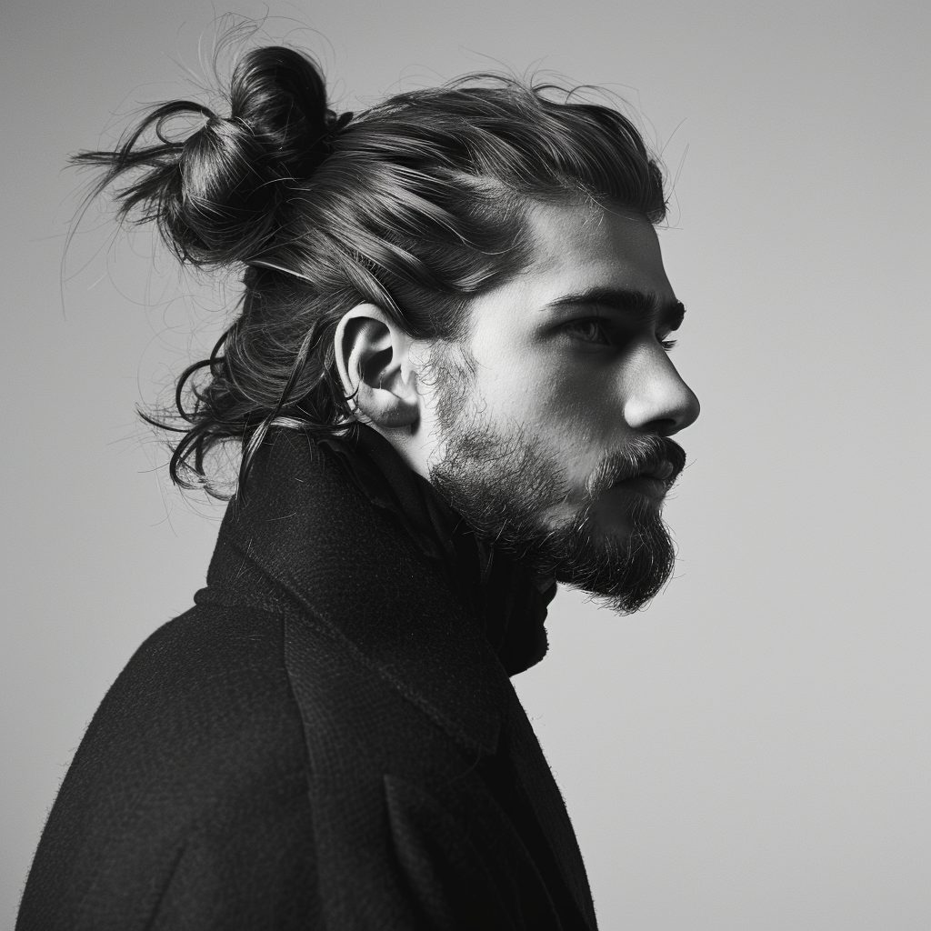 Guy with a Man Bun Hairstyle
