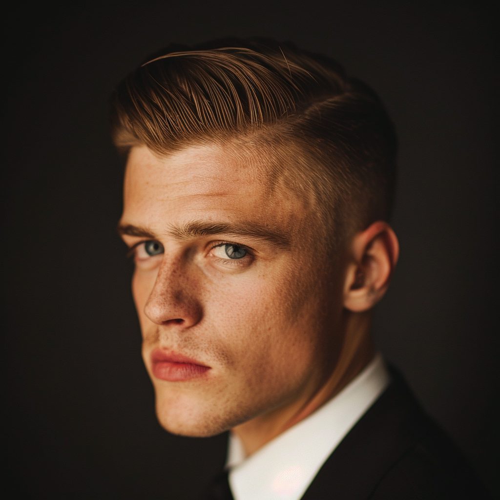 best hairstyles for round faces guy with a fade side-swept hairstyle
