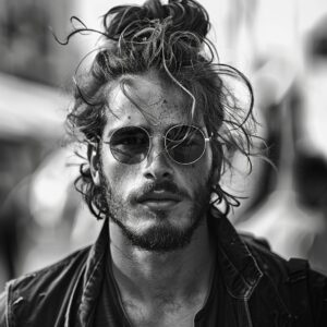 Hipster Messy Man Bun Hairstyle