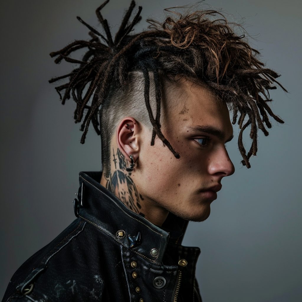 punk dreadlocks and mohawk punk hairstyle for men
