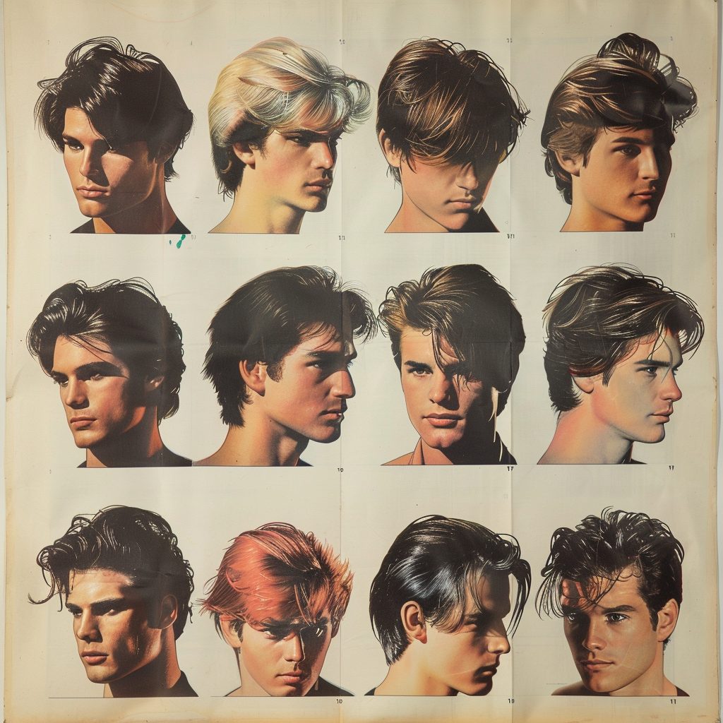 1980s Male Hairstyling Chart - Men's  hairstyles over the years