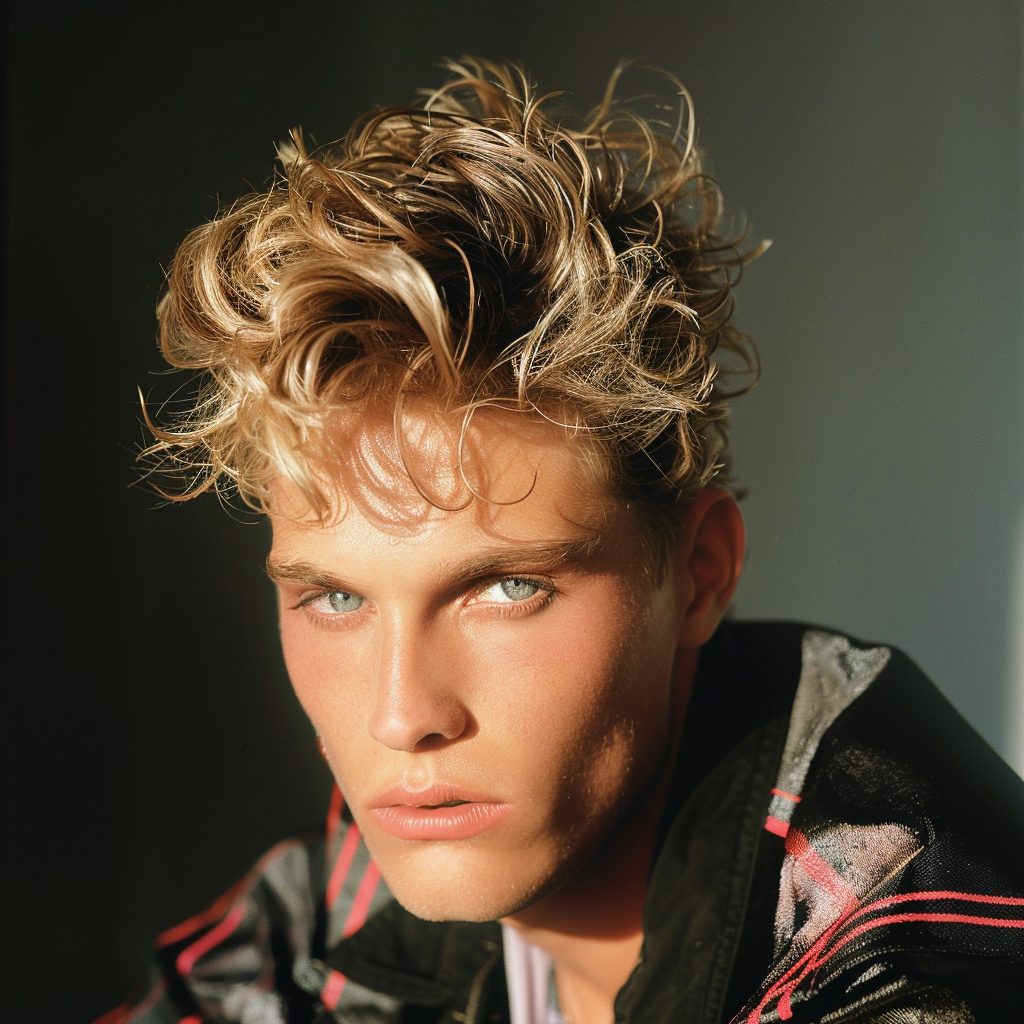 Male model with a 90s hairstyles showing how the 90s and the boy band style is timeless