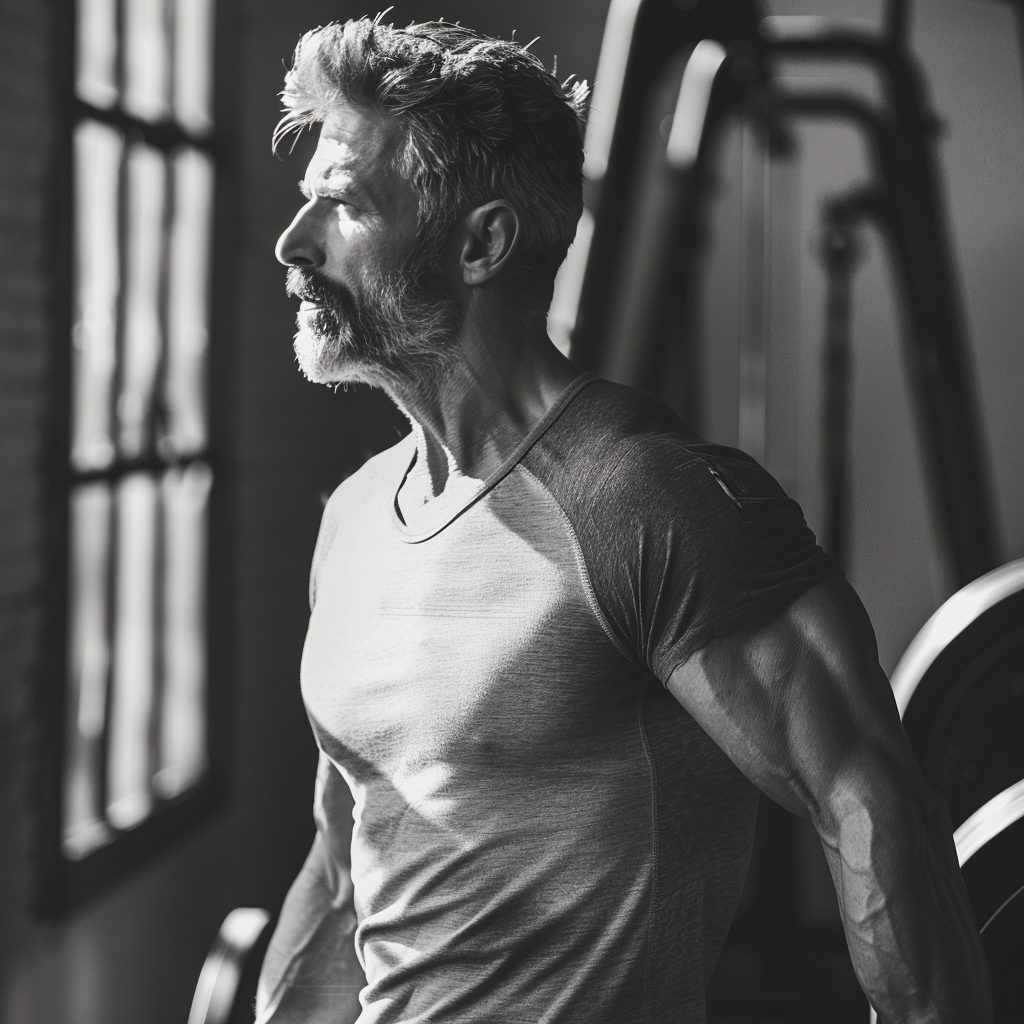 man over 50 working out, fitness and holistic health 