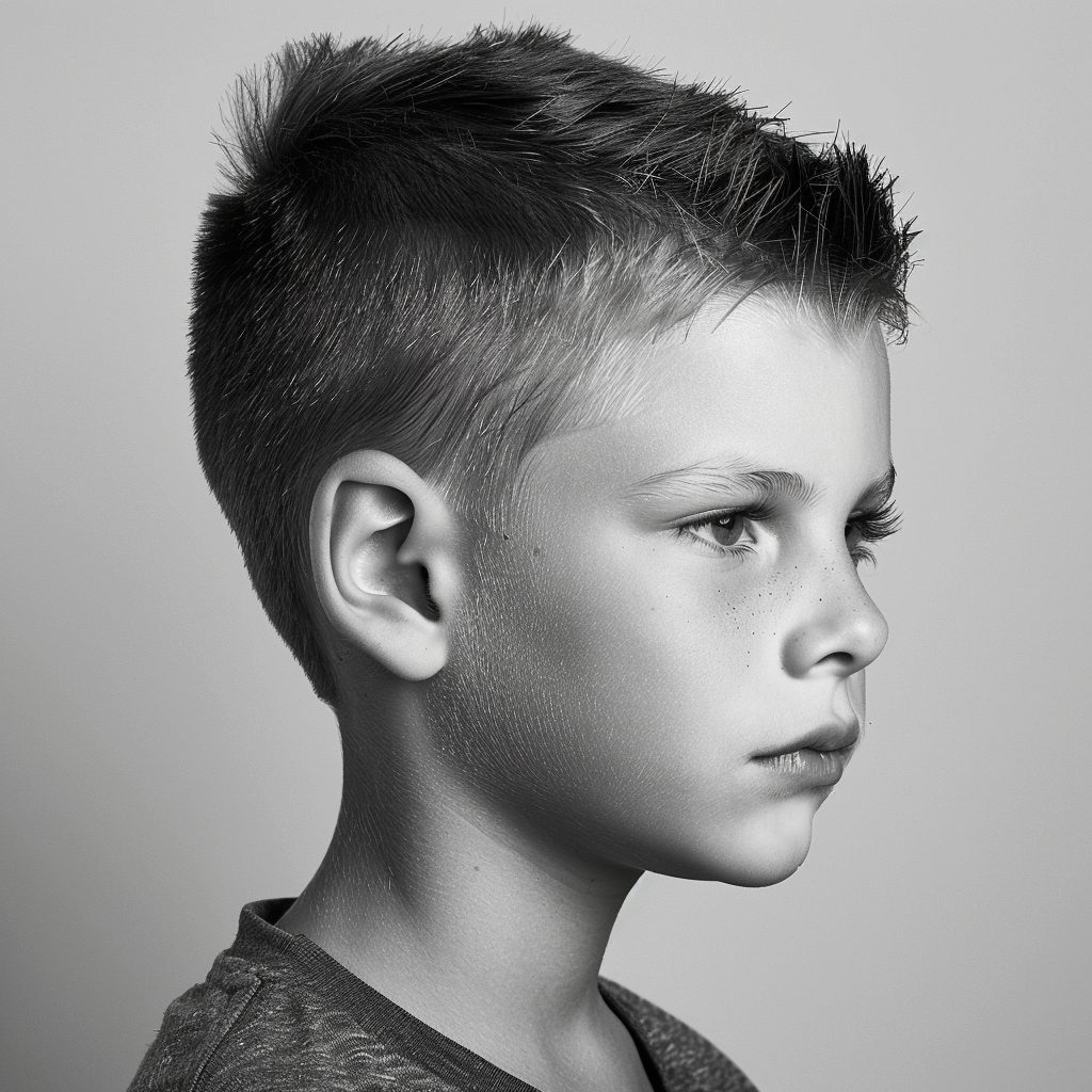 boy with a traditional crew cut - haircuts for kids 2024