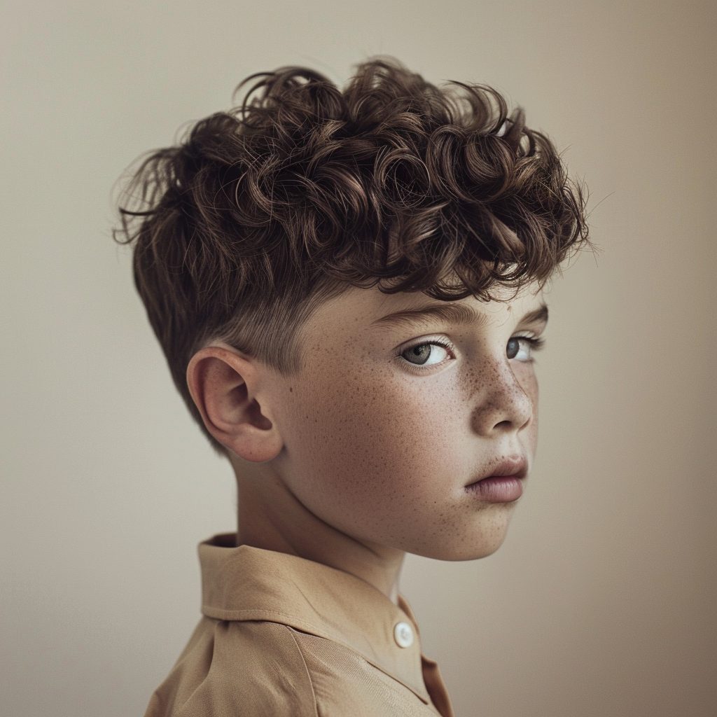 curly fringe hairstyle in a boy
