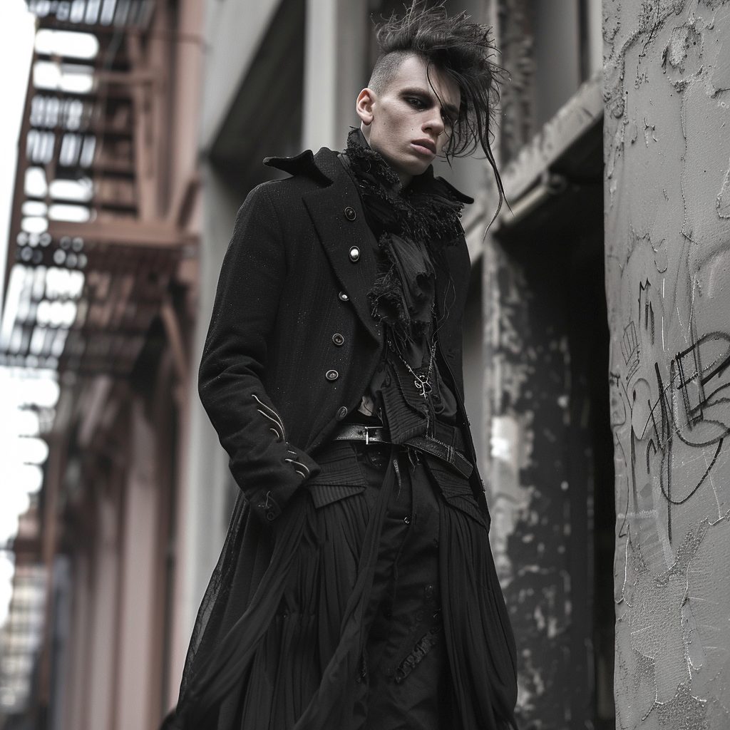 layering goth mens fashion outfit