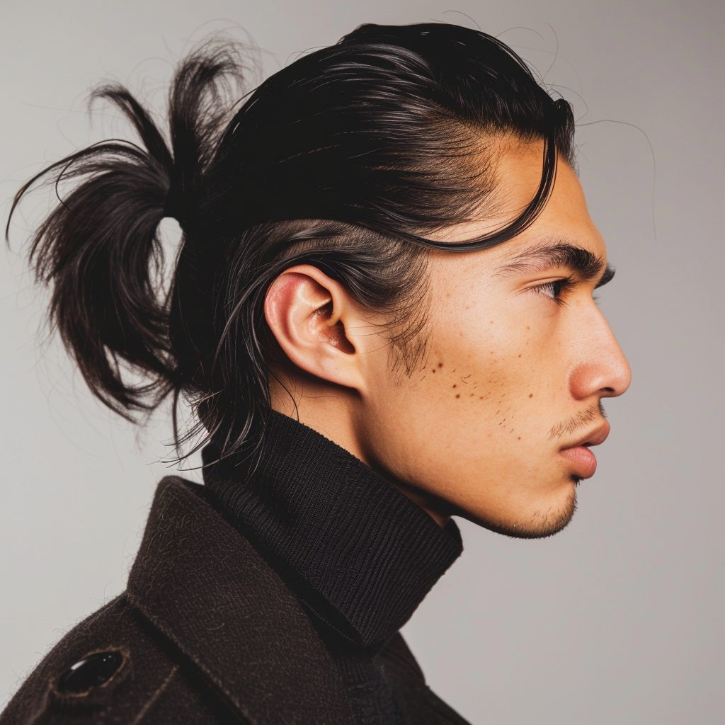 long hair for men loose ponytail