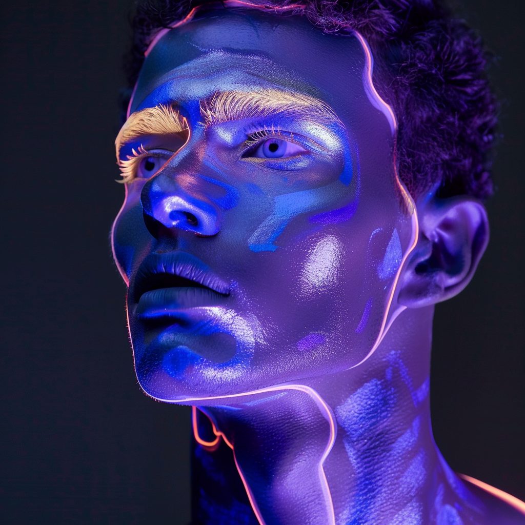 fluorescent makeup for music festival guy