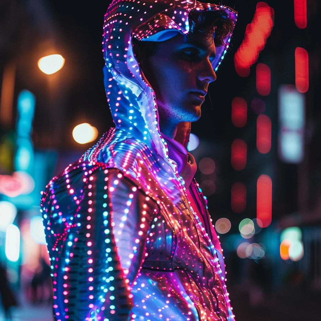 EDM clothing ideas for men, glow in the dark jacket