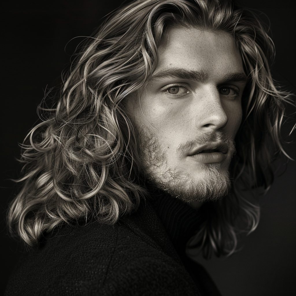 Man with wavy and long hair