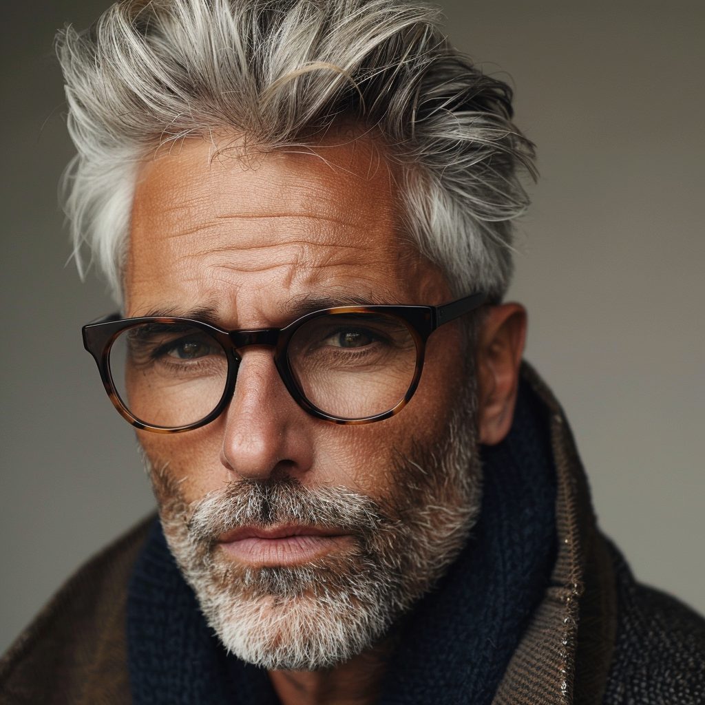 Hairstyles for Men Over 50 with Glasses