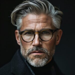 hairstyles for men over 50 with glasses
