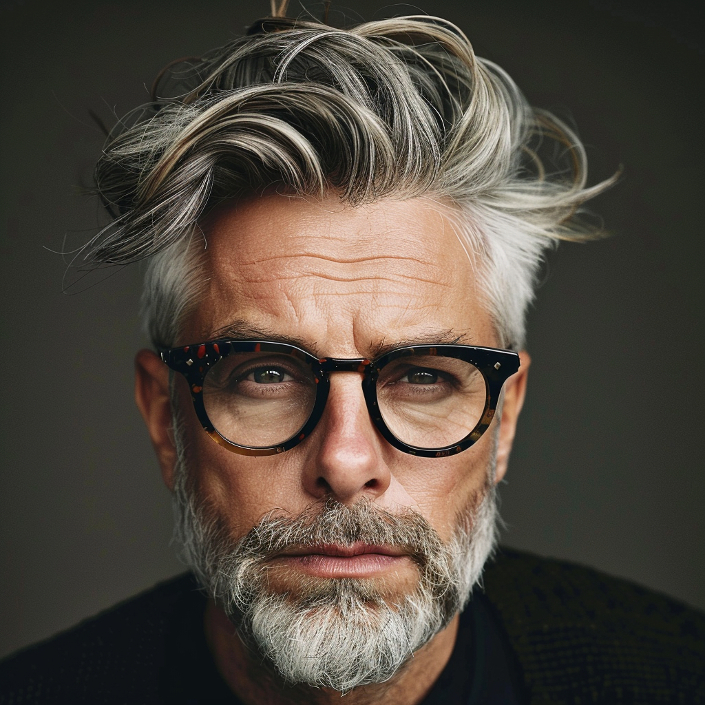 Oval face shape beard and hairstyles for mature men