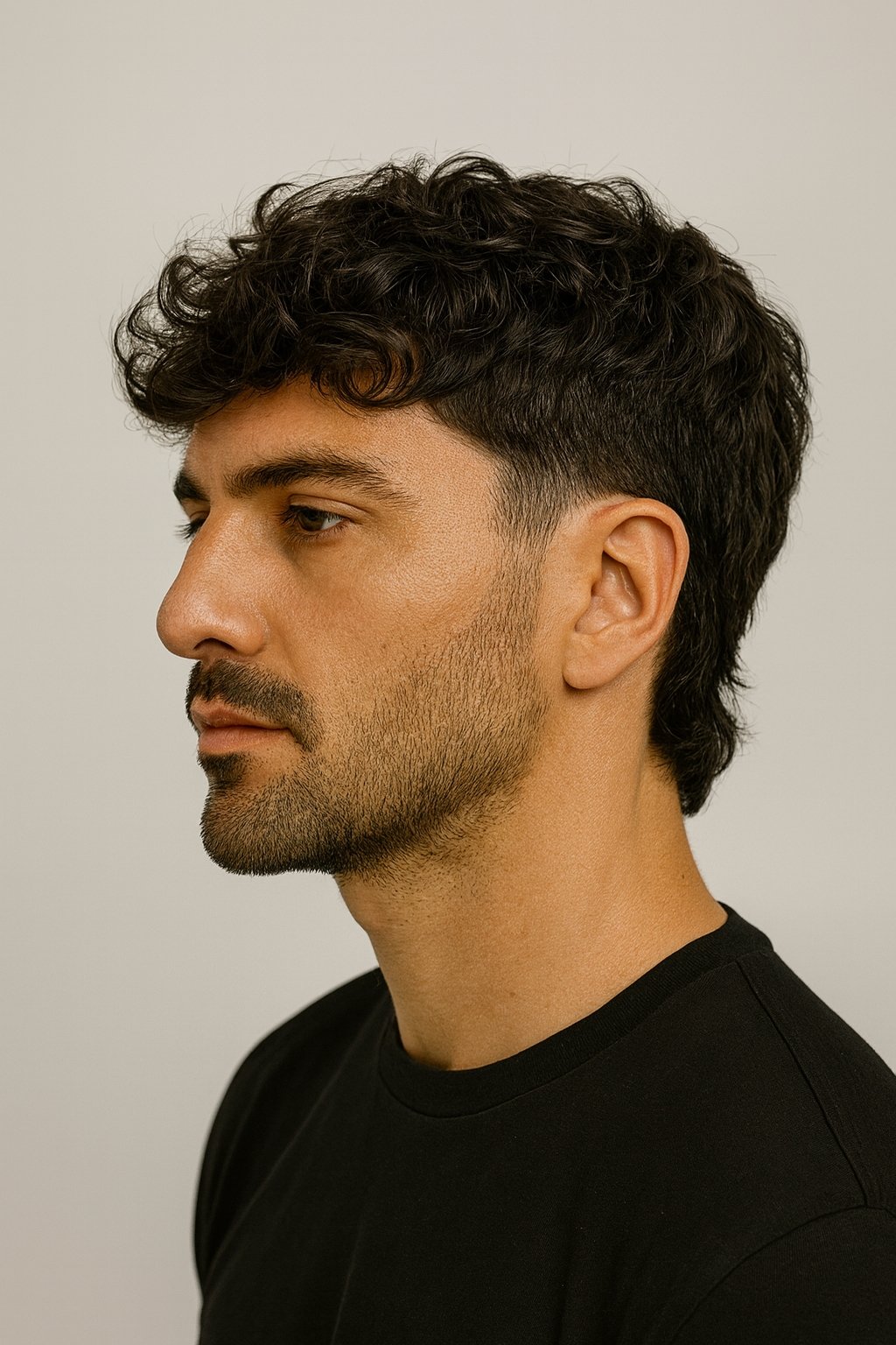 curly low taper mullet