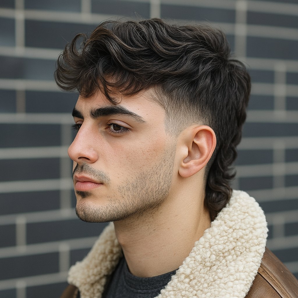 a guy with a mid taper mullet