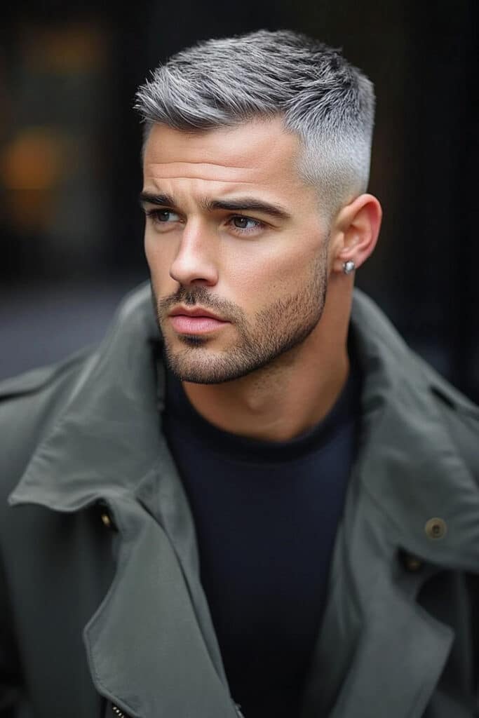 gray blending silver color hair