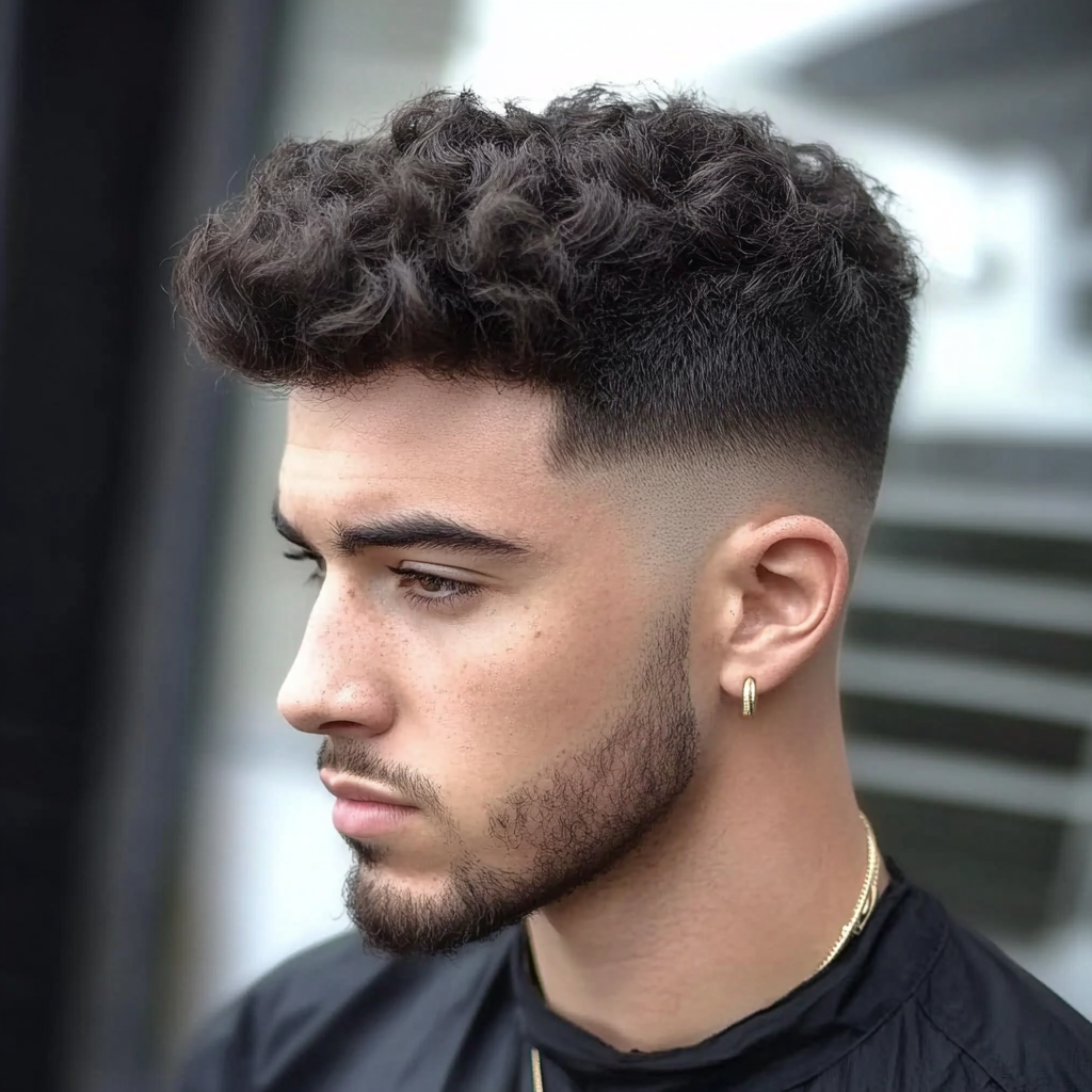 low taper fade blowout textured top