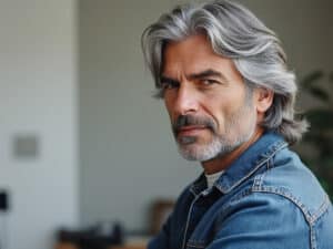 long gray hair for older men