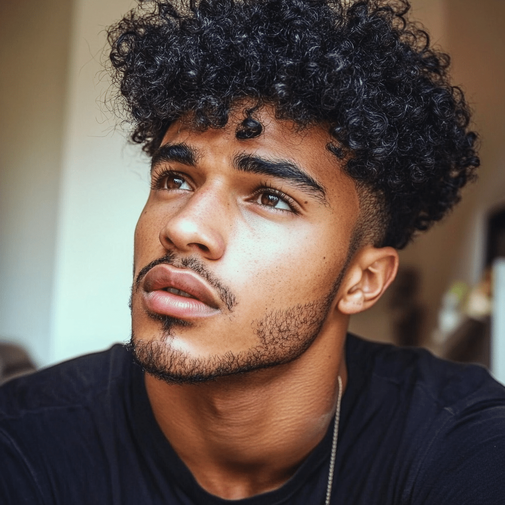 black guy with curly hair 