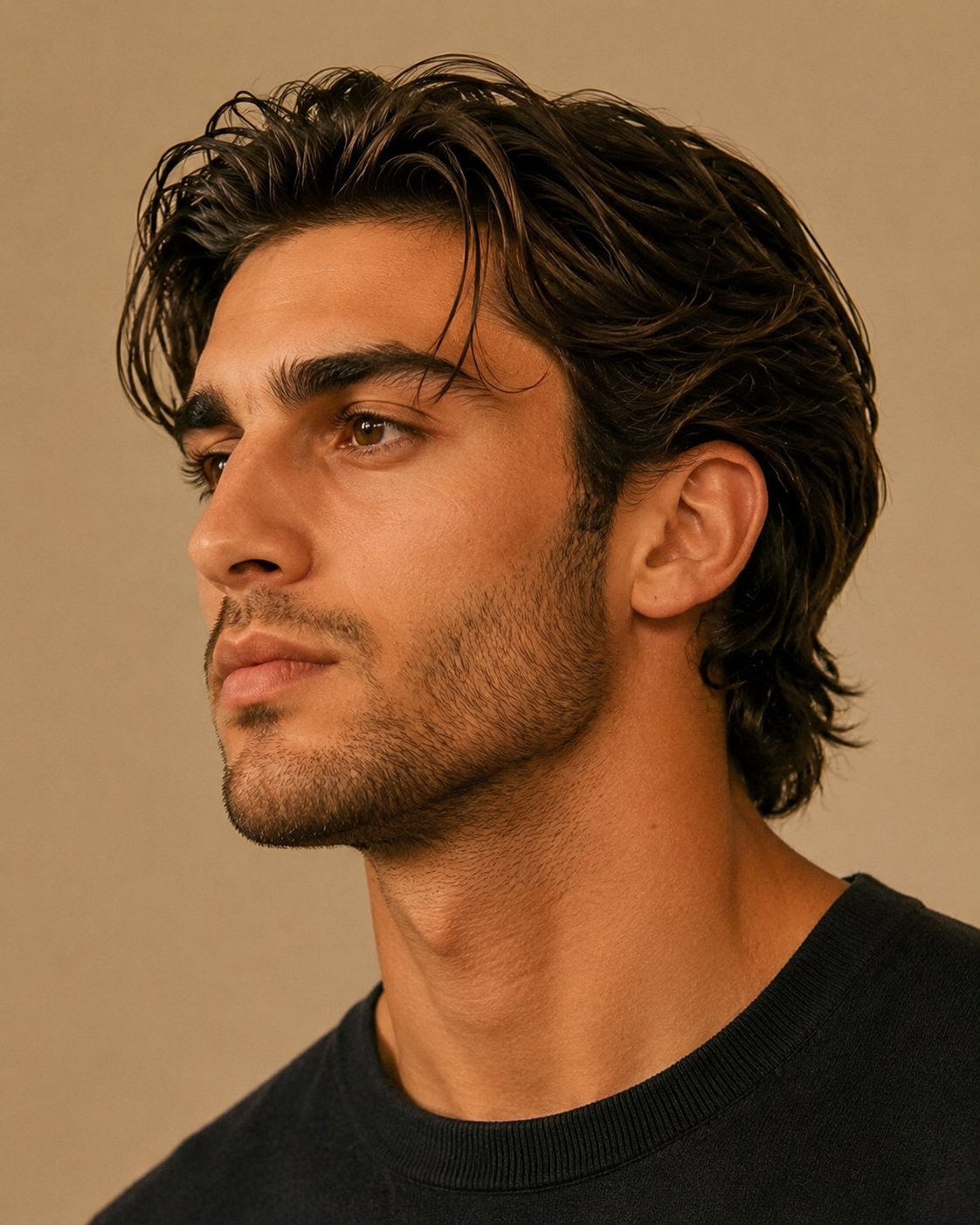 slicked-back wet look