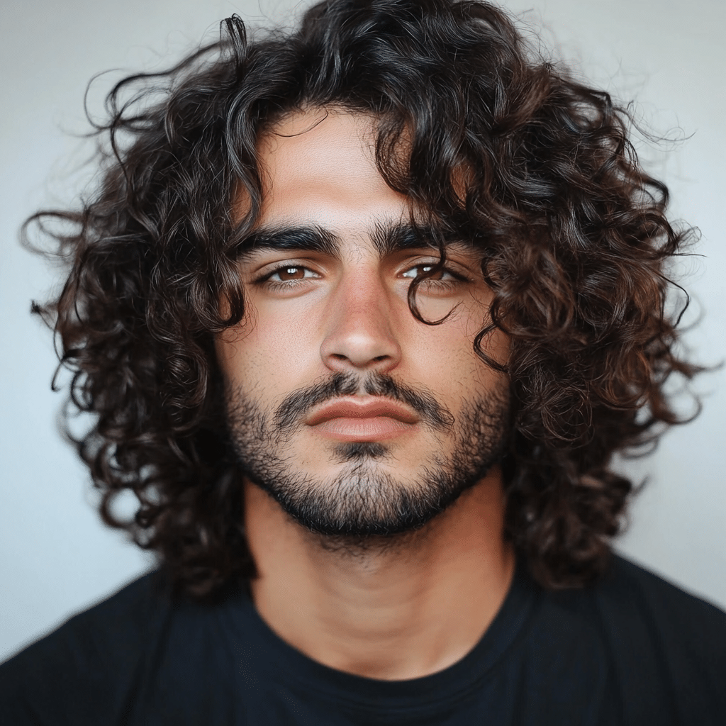 Guy with long curly hair