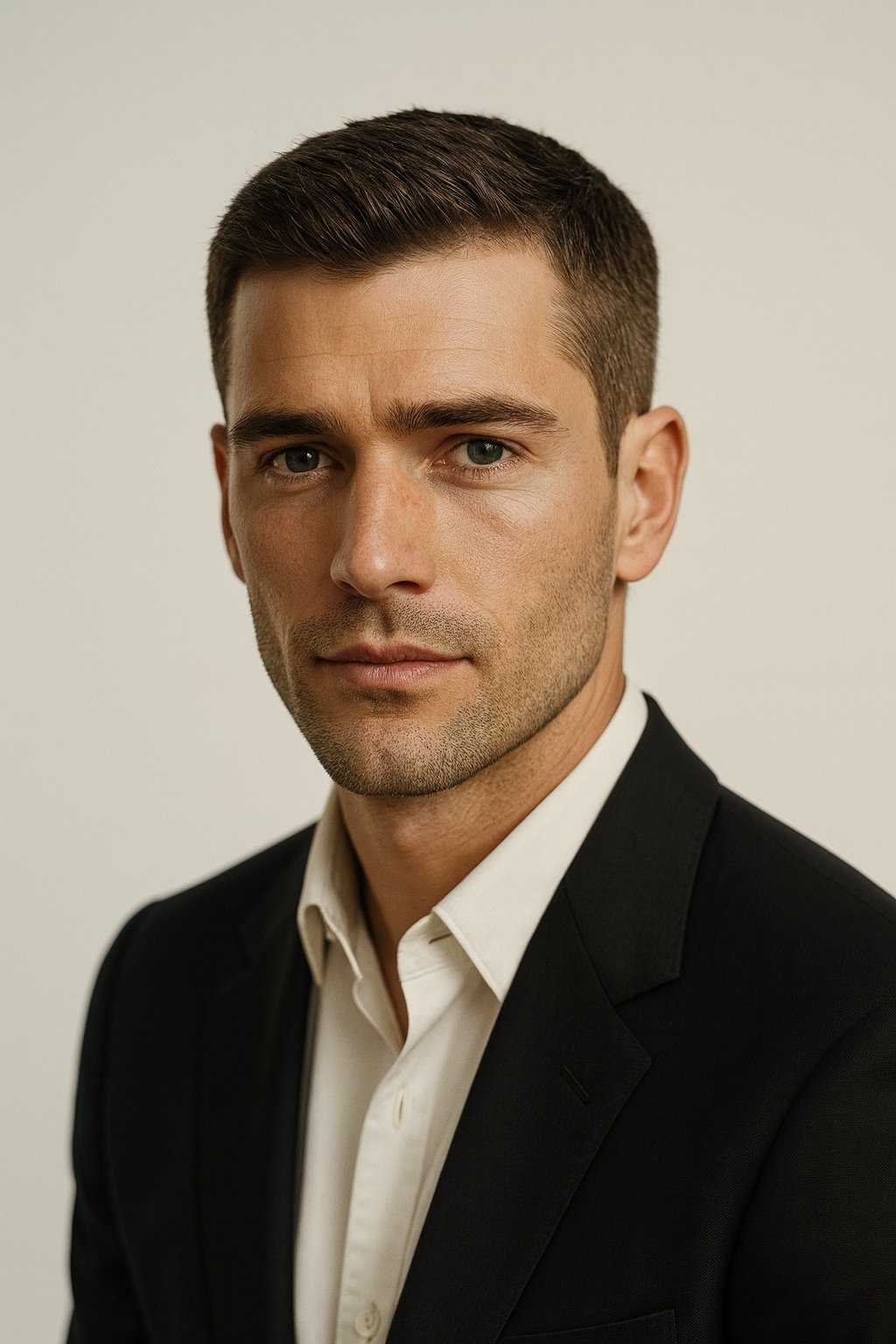 a man with a neat ivy league haircut