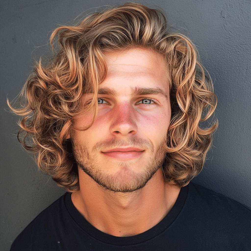 Guy with Long Relaxed Curls Hairstyle