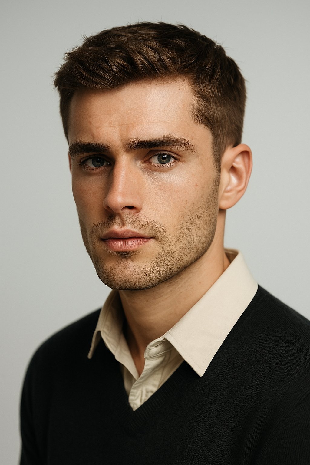 a guy with a short textured ivy league