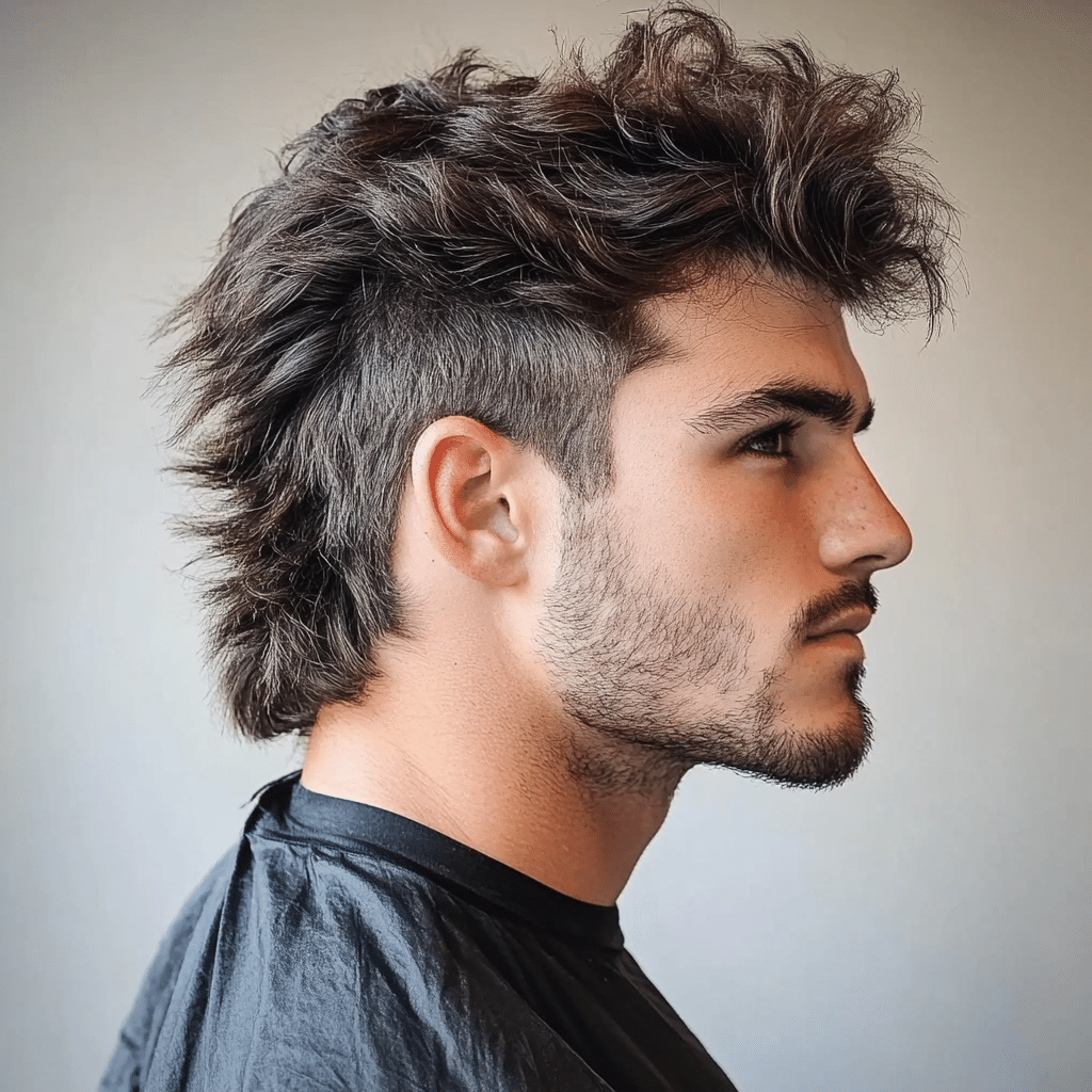 male wolf cut mullet