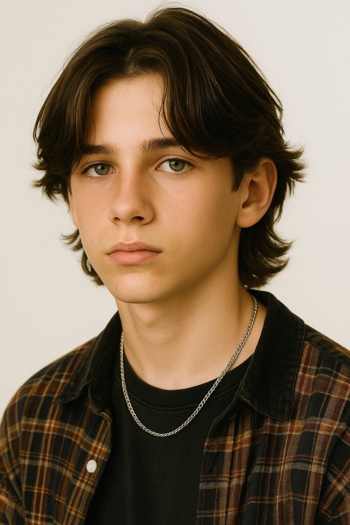 popular long hairstyles for teenage guys - a boy with a curtain bangs haircut