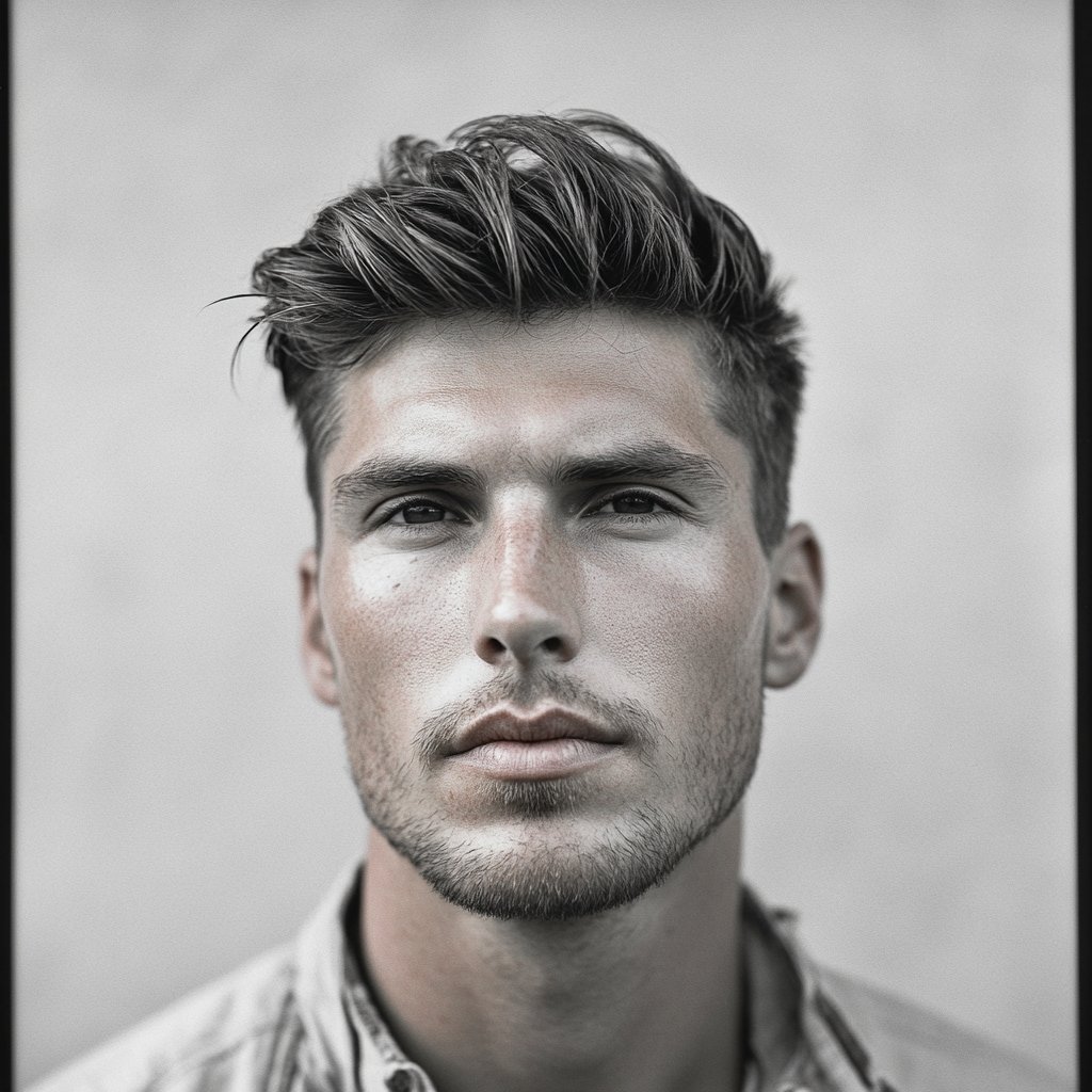 brushed up hairstyle for men