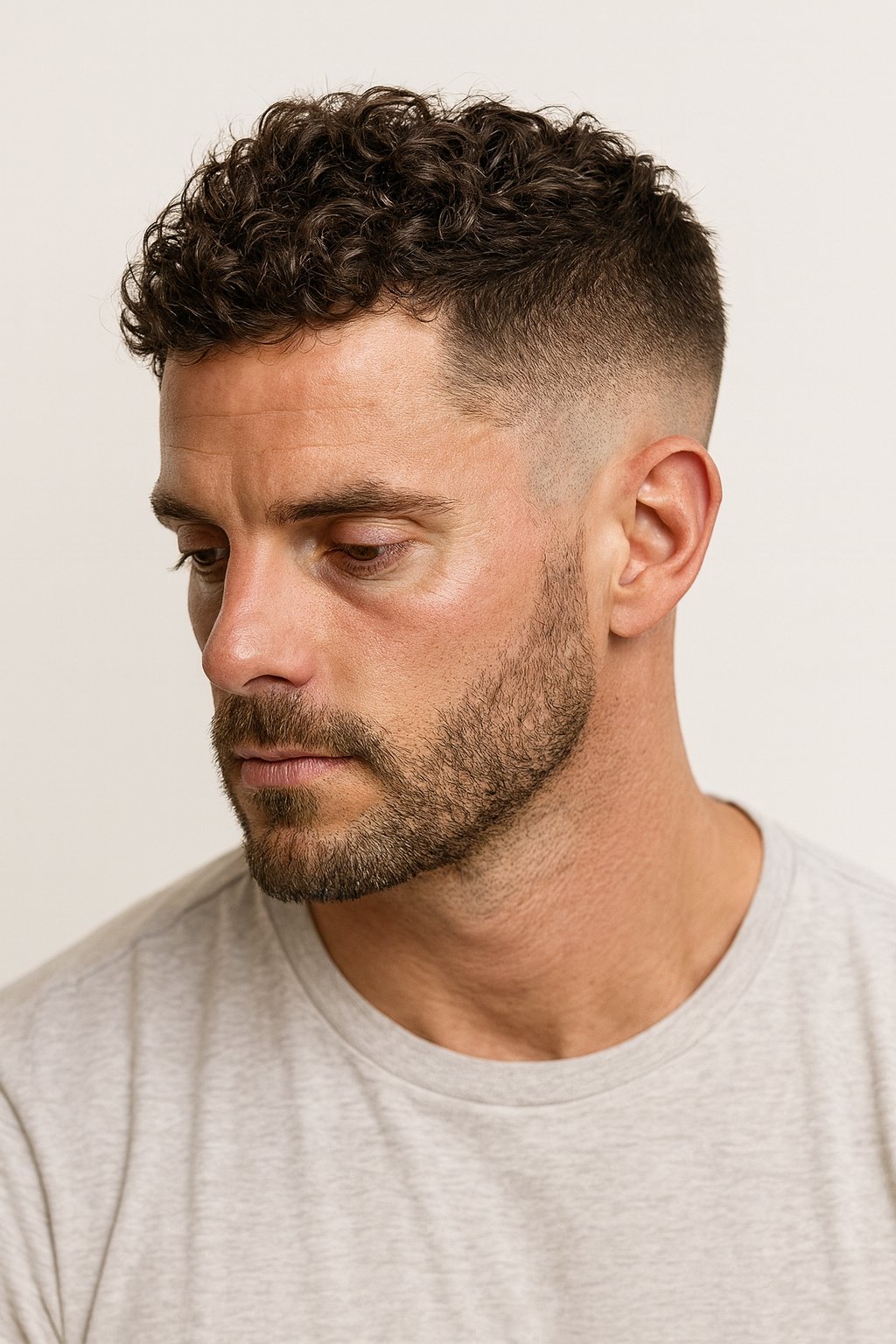 curly hair crew cut